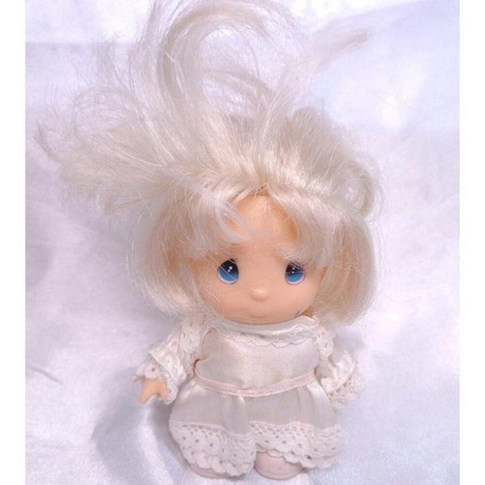 Precious Moments Enesco Vintage Doll Blonde Silky Hair Blue EyesTag Hard Plastic